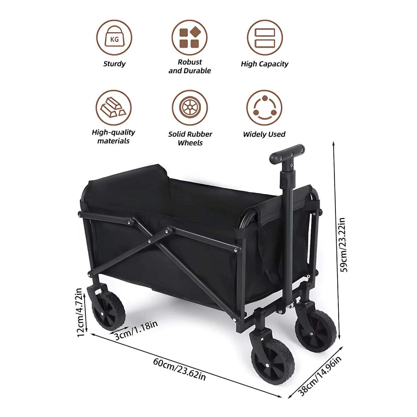 FlexiLite Folding Wagon – 220LB Heavy-Duty Cart with Flat-Free Wheels
