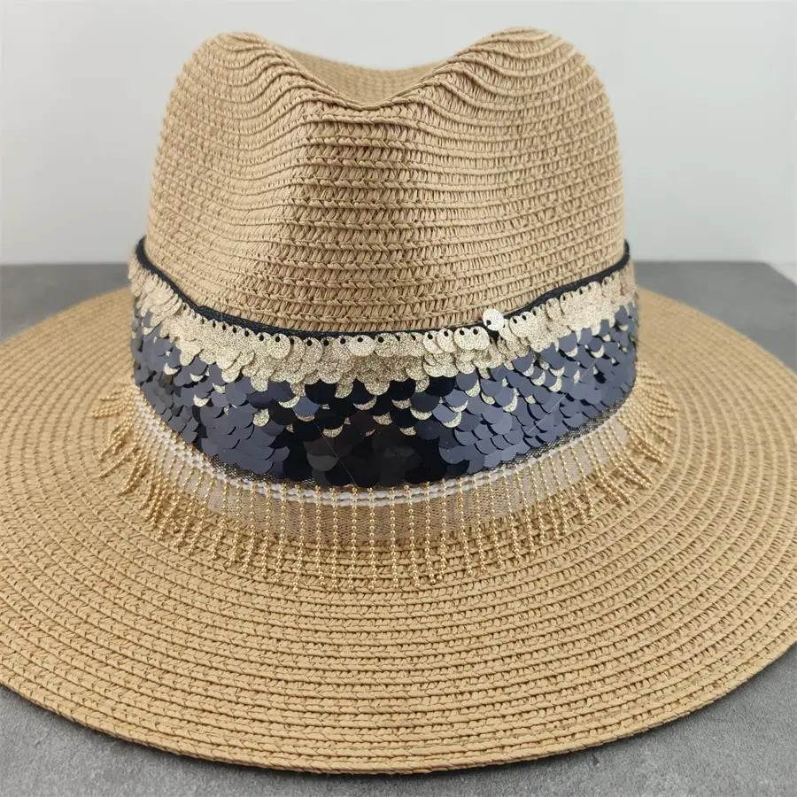 Boho Sun Hat - Flower Straw Hat for Summer | Wide Brim Beach Hat for Vacation & Sun Protection