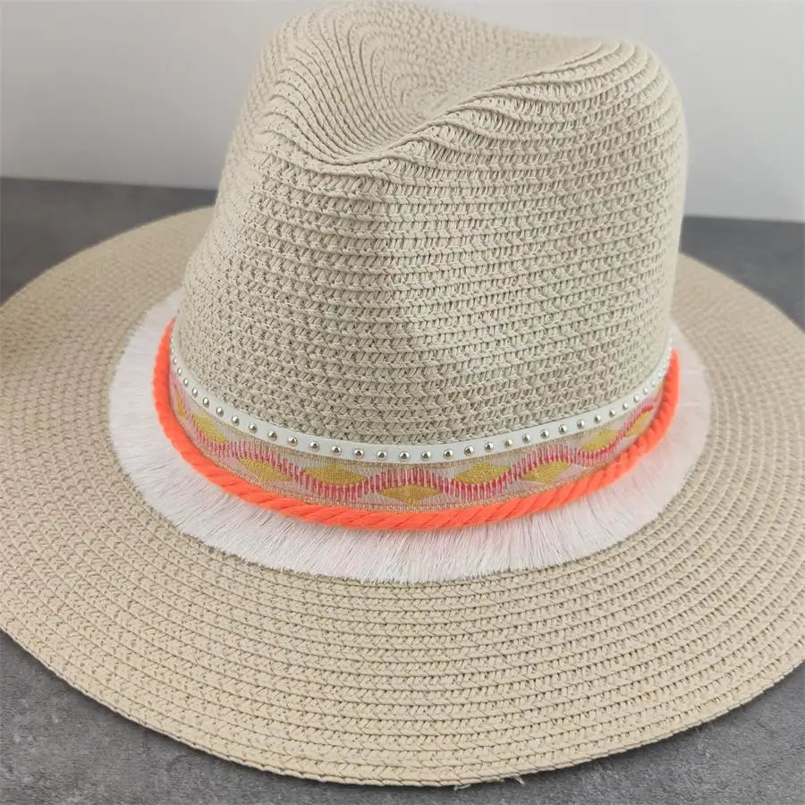 Boho Sun Hat - Flower Straw Hat for Summer | Wide Brim Beach Hat for Vacation & Sun Protection