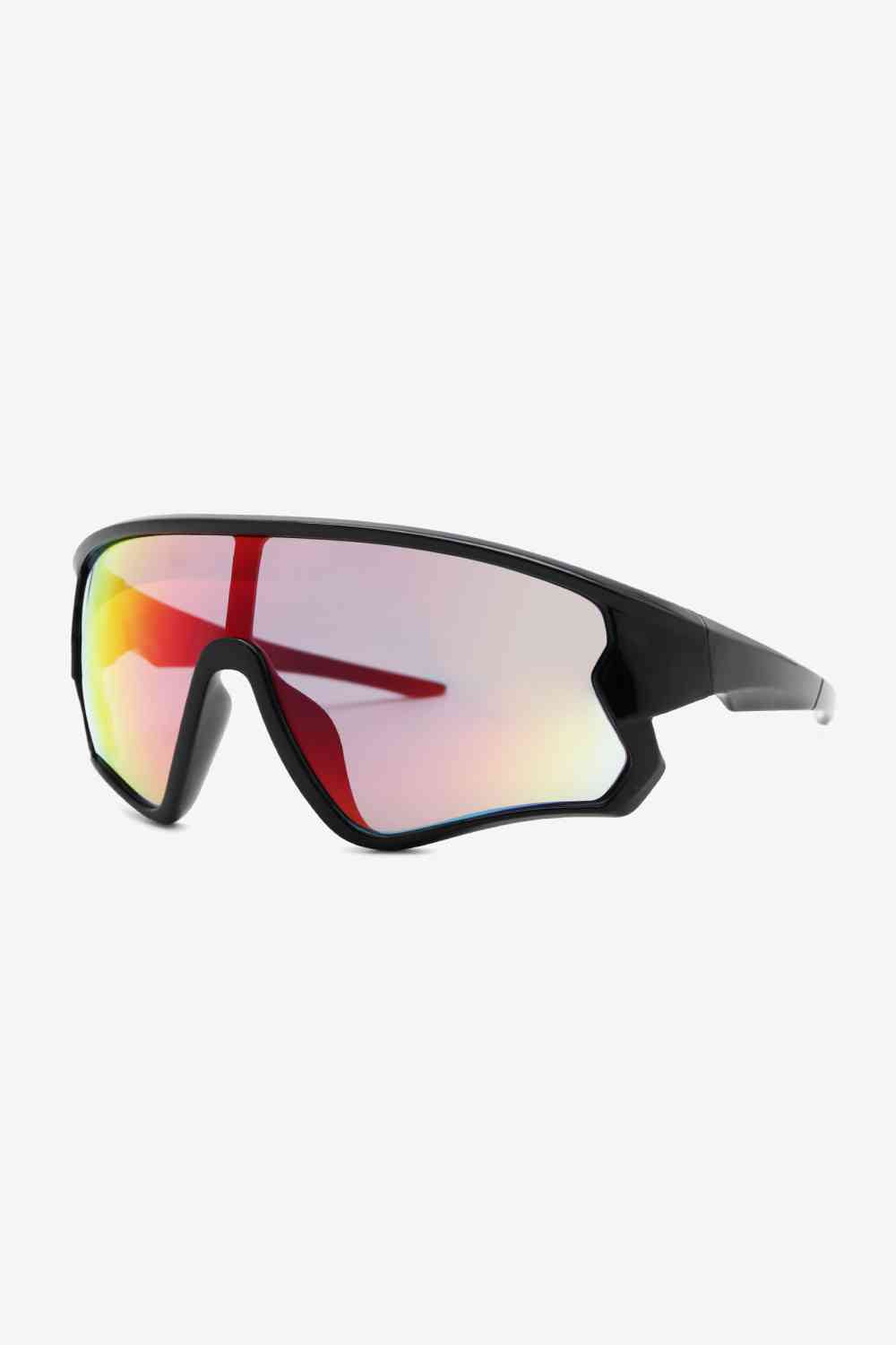 Polycarbonate Shield Aviator Sunglasses with UV400 protection and protective case.