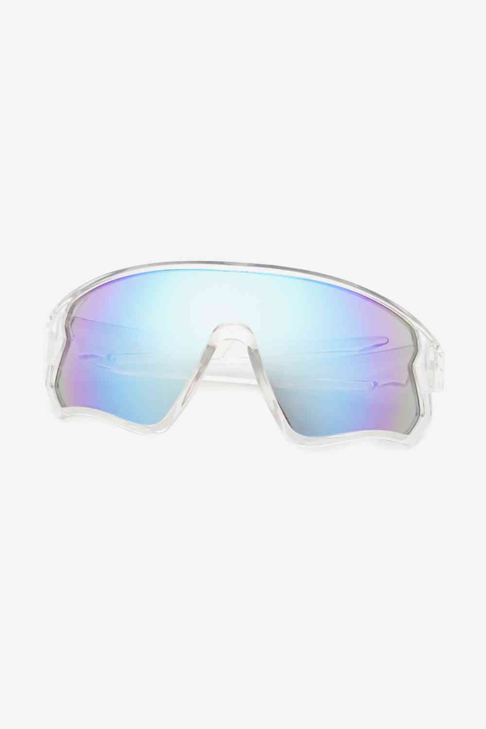 Polycarbonate Shield Aviator Sunglasses with UV400 protection and protective case.