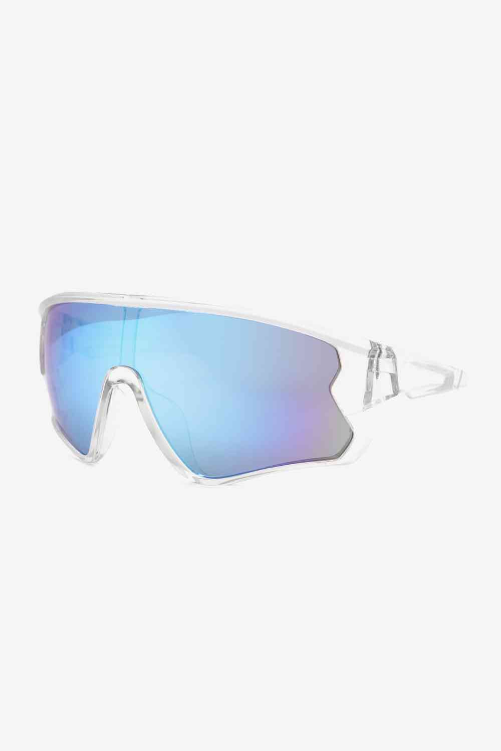 Polycarbonate Shield Aviator Sunglasses with UV400 protection and protective case.