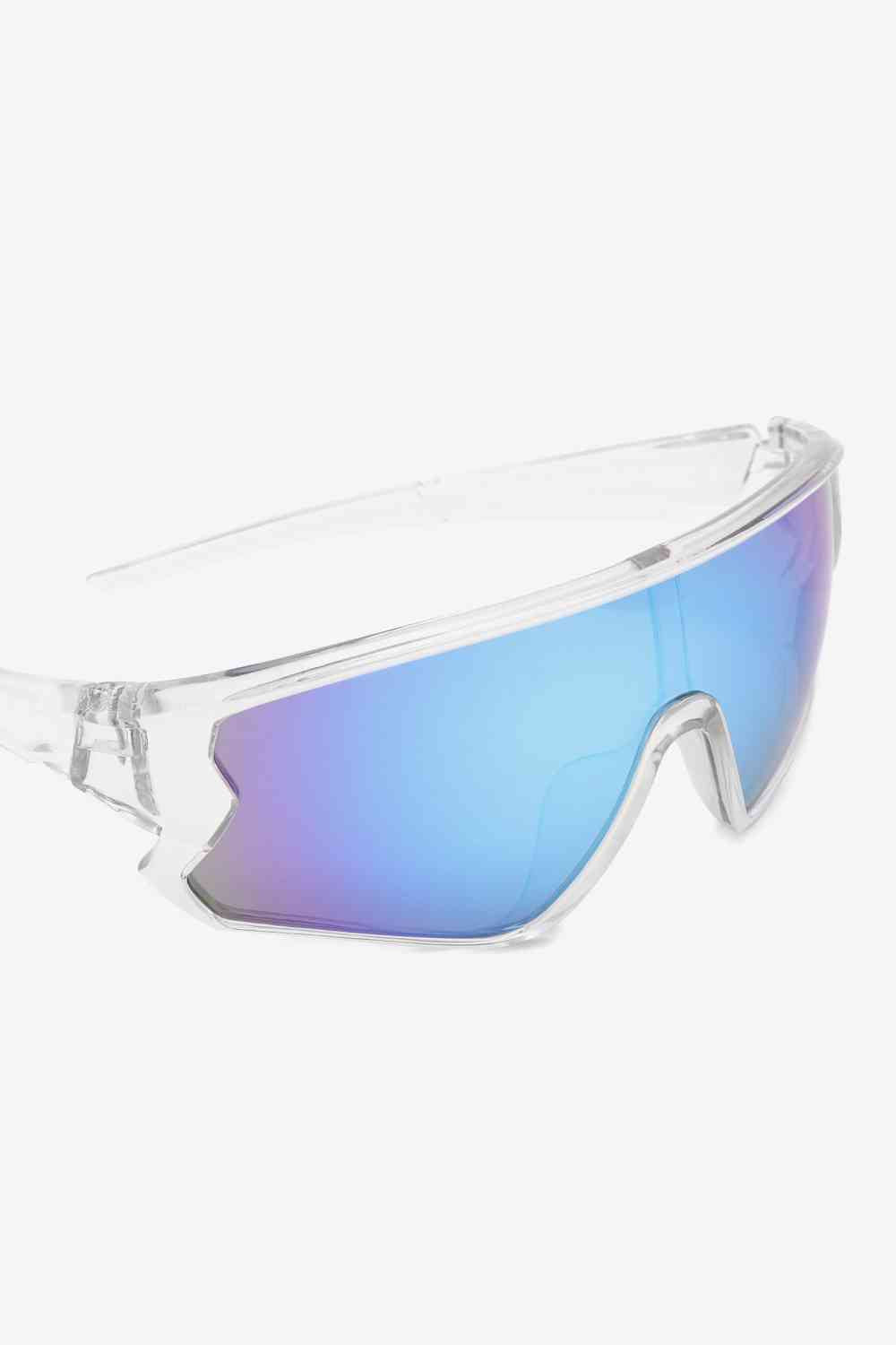 Polycarbonate Shield Aviator Sunglasses with UV400 protection and protective case.