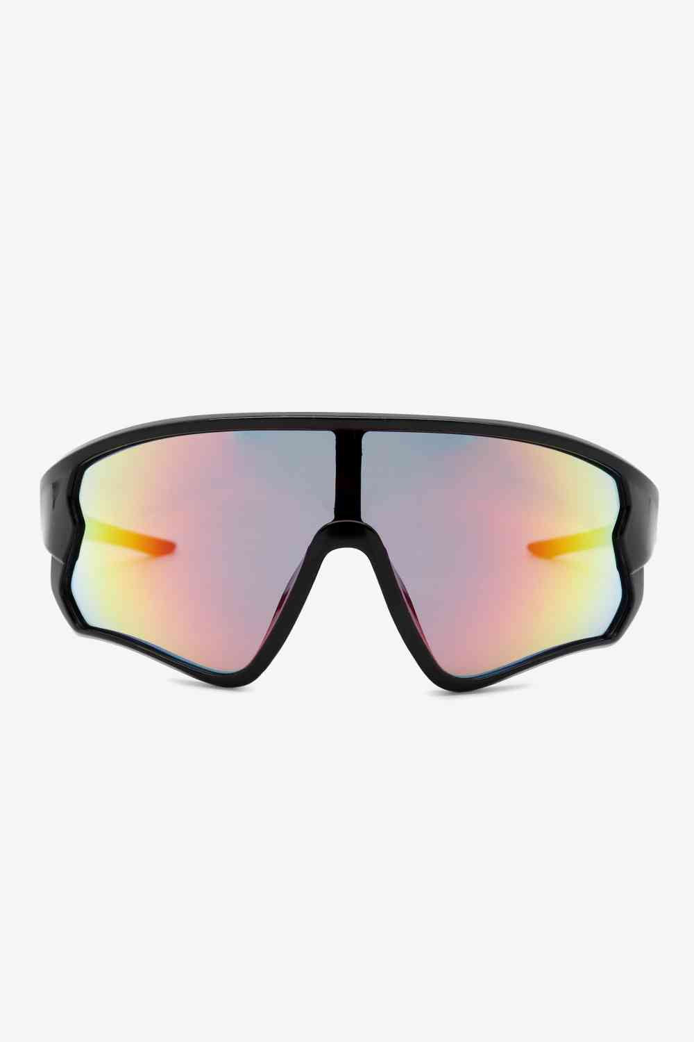 Polycarbonate Shield Aviator Sunglasses with UV400 protection and protective case.