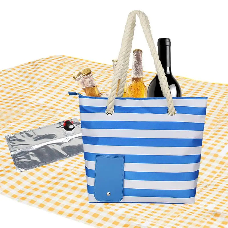 Beach Wine Cooler Bag with Shoulder Strap – Portable Thermal Tote for Outdoor Parties, Travel, and Picnics – Insulated Wine Tote with Removable Beverage Bladder