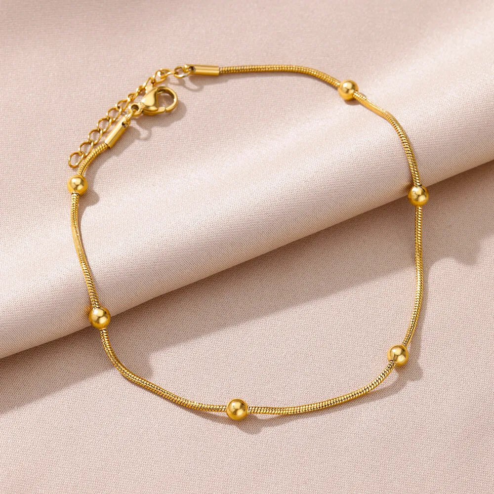 "Gold Vintage Stainless Steel Anklet for Women"
"Adjustable Stainless Steel Anklet Bracelet - Foot Jewelry for Women"
"Classic Beach Anklet Jewelry for Women"
"Vintage Adjustable Gold Anklet for Wedding or Party"