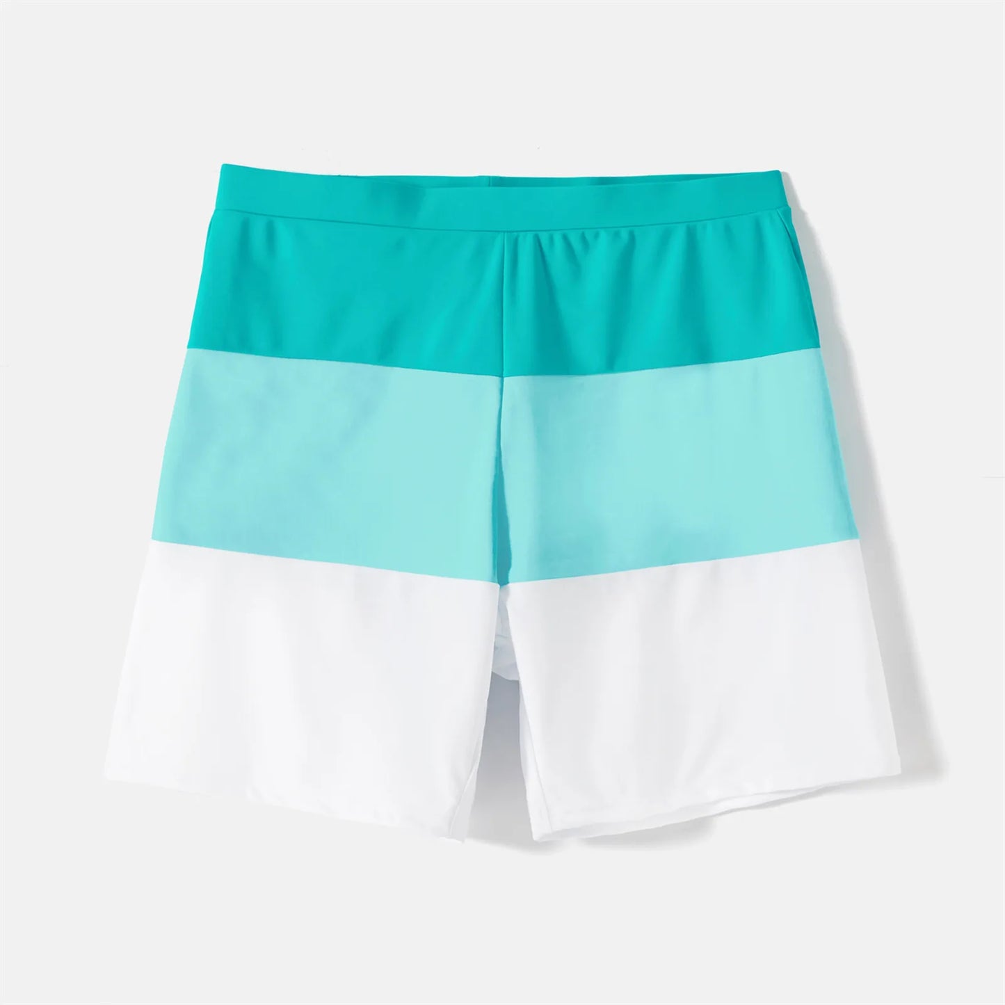 Family Matching Colorblock Swimsuits – Scoop Neck Self-Tie One-Piece for Women/Girls & Swim Trunks for Men/Boys – Stylish Vacation Beachwear