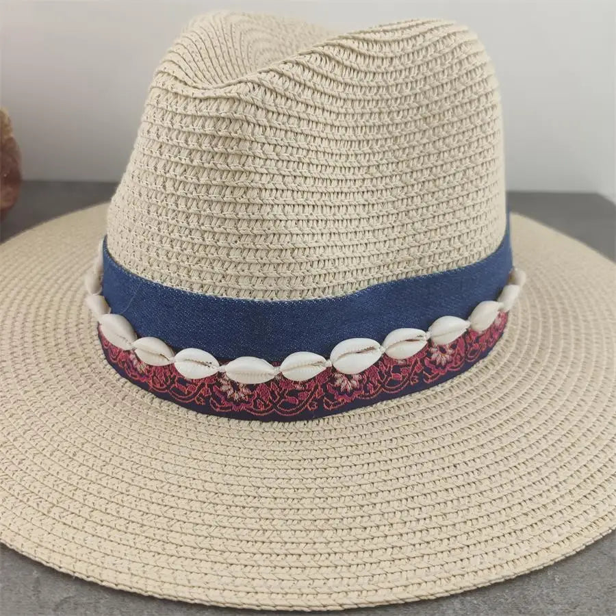 Boho Sun Hat - Flower Straw Hat for Summer | Wide Brim Beach Hat for Vacation & Sun Protection