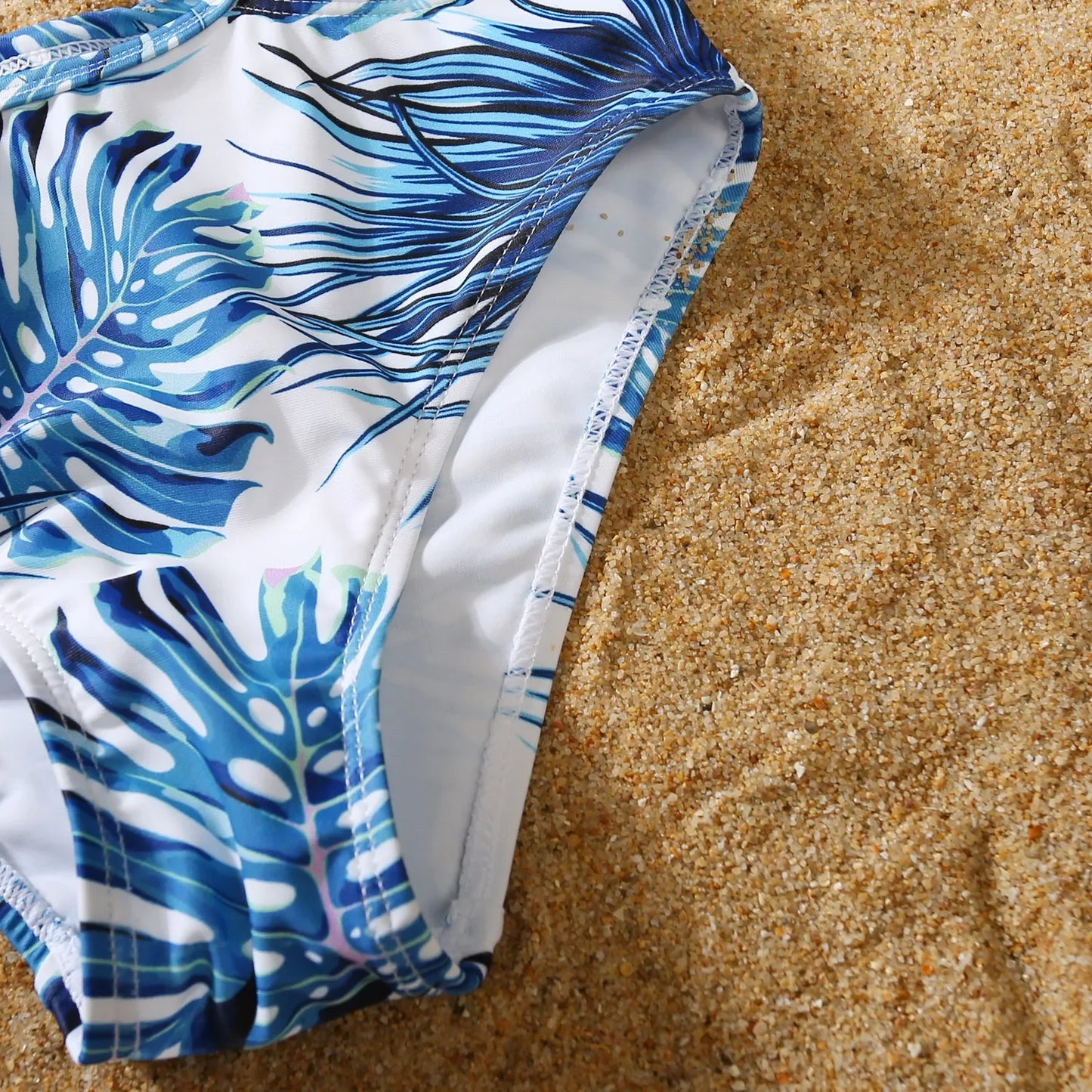 Family Matching Swimwear Set - Summer Two-Piece Bikini for Mom, Dad, and Kids – Printed Ruffles Bathing Suits for Family Look