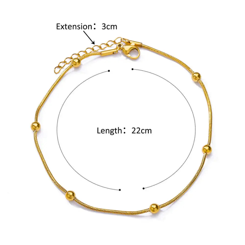 "Gold Vintage Stainless Steel Anklet for Women"
"Adjustable Stainless Steel Anklet Bracelet - Foot Jewelry for Women"
"Classic Beach Anklet Jewelry for Women"
"Vintage Adjustable Gold Anklet for Wedding or Party"