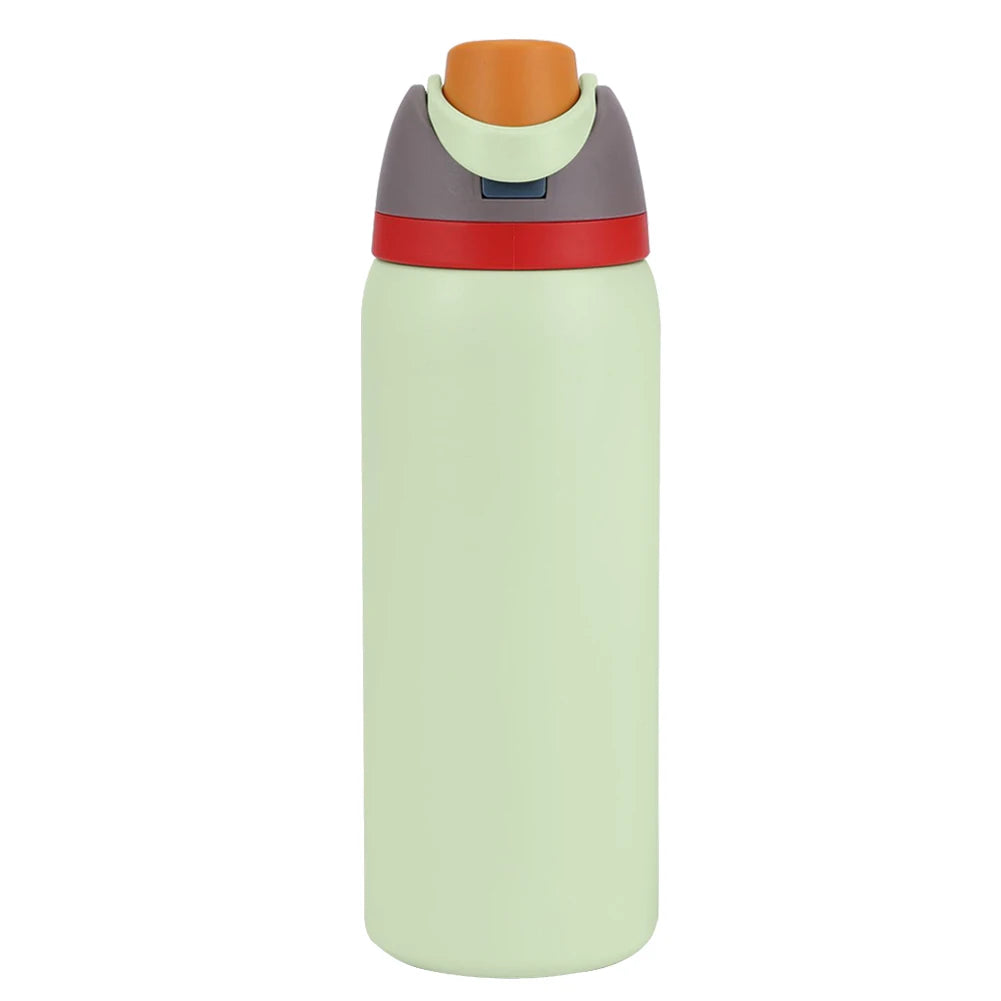 "Close-up of the Owala water bottle with straw and carrying handle"