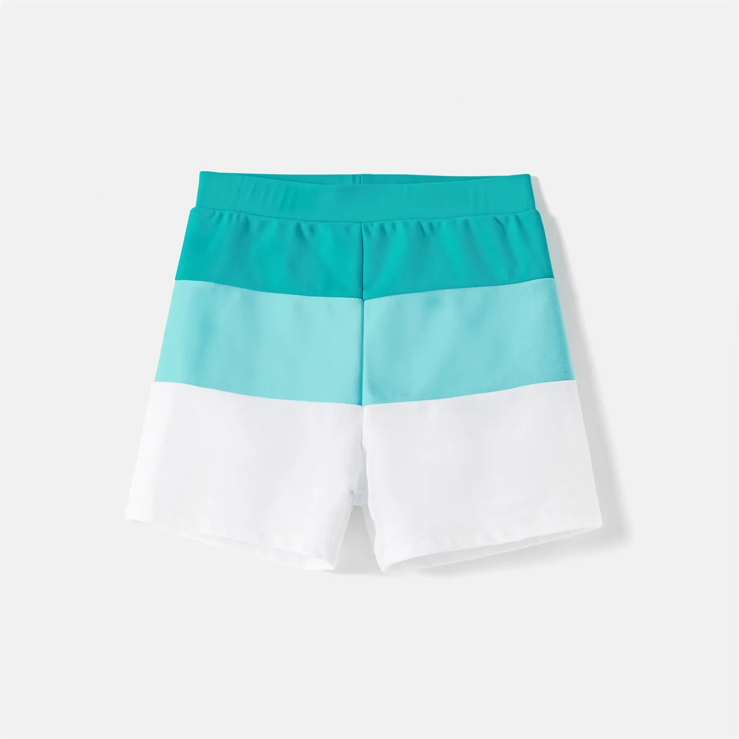 Family Matching Colorblock Swimsuits – Scoop Neck Self-Tie One-Piece for Women/Girls & Swim Trunks for Men/Boys – Stylish Vacation Beachwear