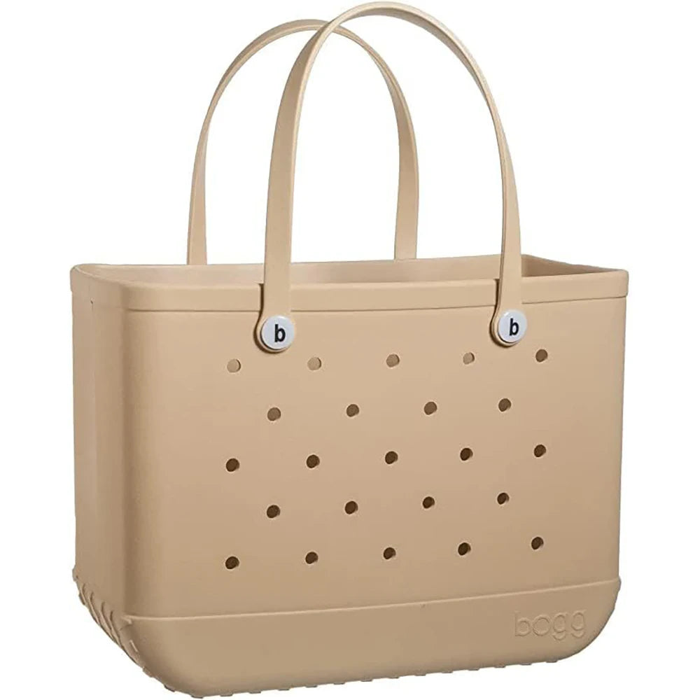 Durable Waterproof EVA Beach Bag with Solid Color & Fashion Hole Design – Portable Handbag for Swimming, Sports, Shopping & Outdoor Activities