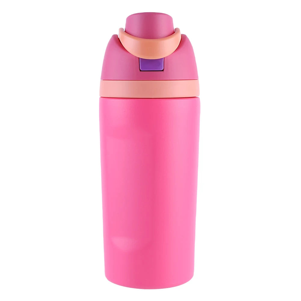 "Close-up of the Owala water bottle with straw and carrying handle"
