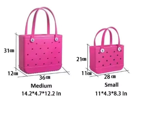 Durable Waterproof EVA Beach Bag with Solid Color & Fashion Hole Design – Portable Handbag for Swimming, Sports, Shopping & Outdoor Activities
