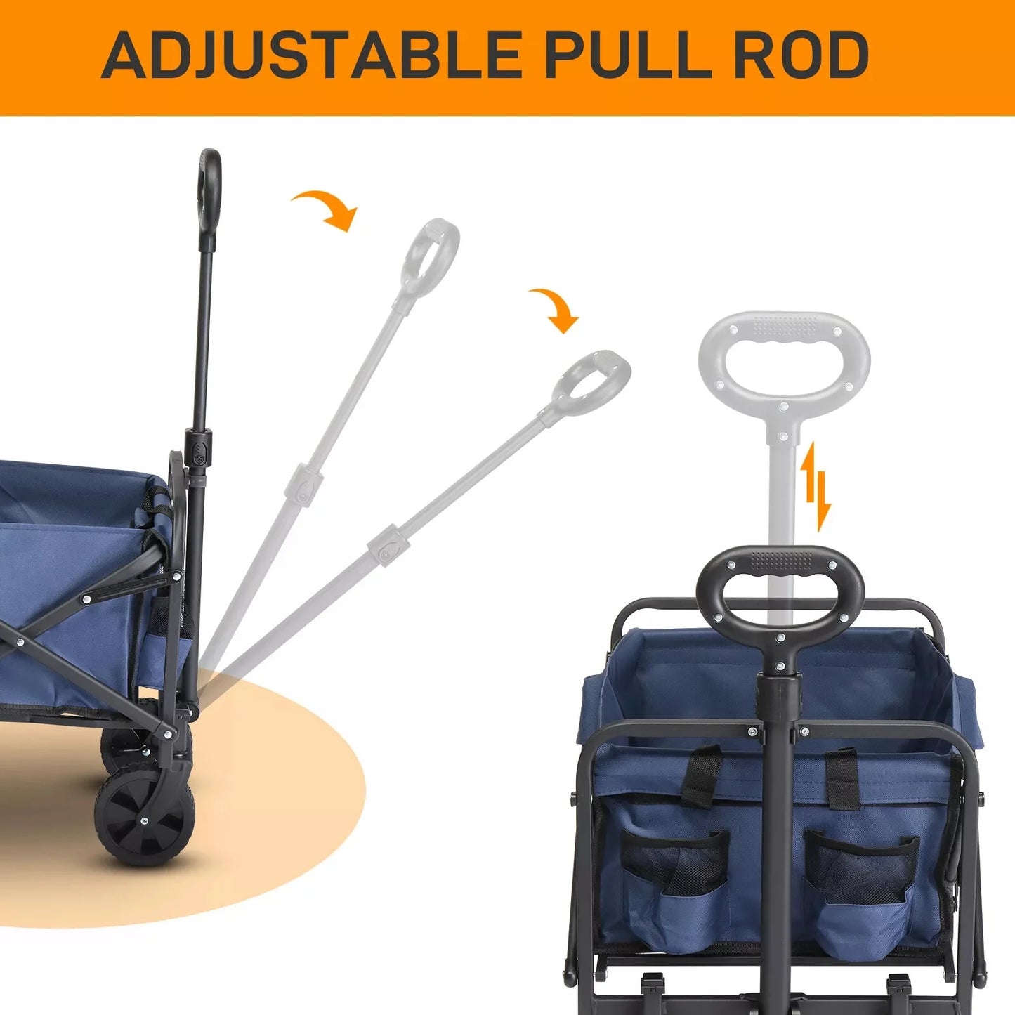 "Collapsible folding wagon cart with 220 lbs capacity for outdoor use"
"Beach cart with adjustable handle and large storage space"
"All-terrain wheels and 600D Oxford fabric folding cart"