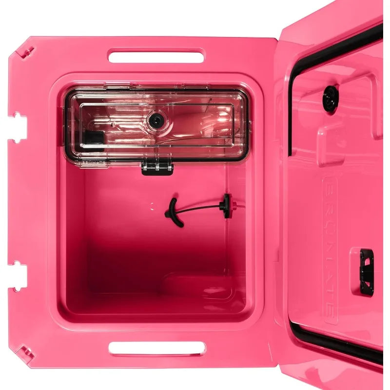 "BrüMate BrüTank cooler with drink dispenser on all-terrain wheels"
"1.8 gallon drink tank cooler for parties and tailgating"