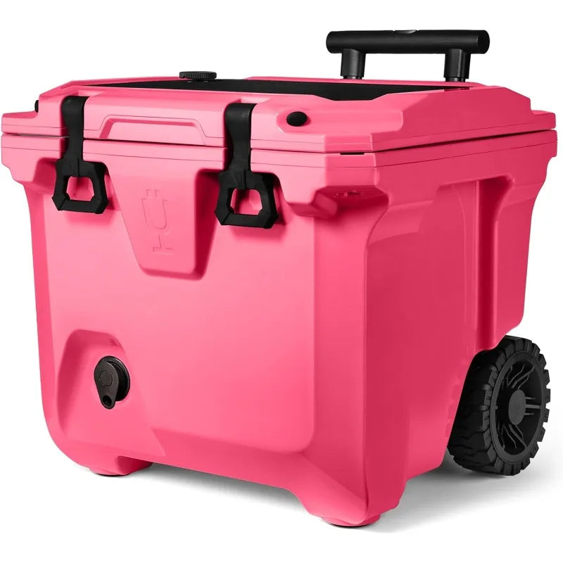 "BrüMate BrüTank cooler with drink dispenser on all-terrain wheels"
"1.8 gallon drink tank cooler for parties and tailgating"