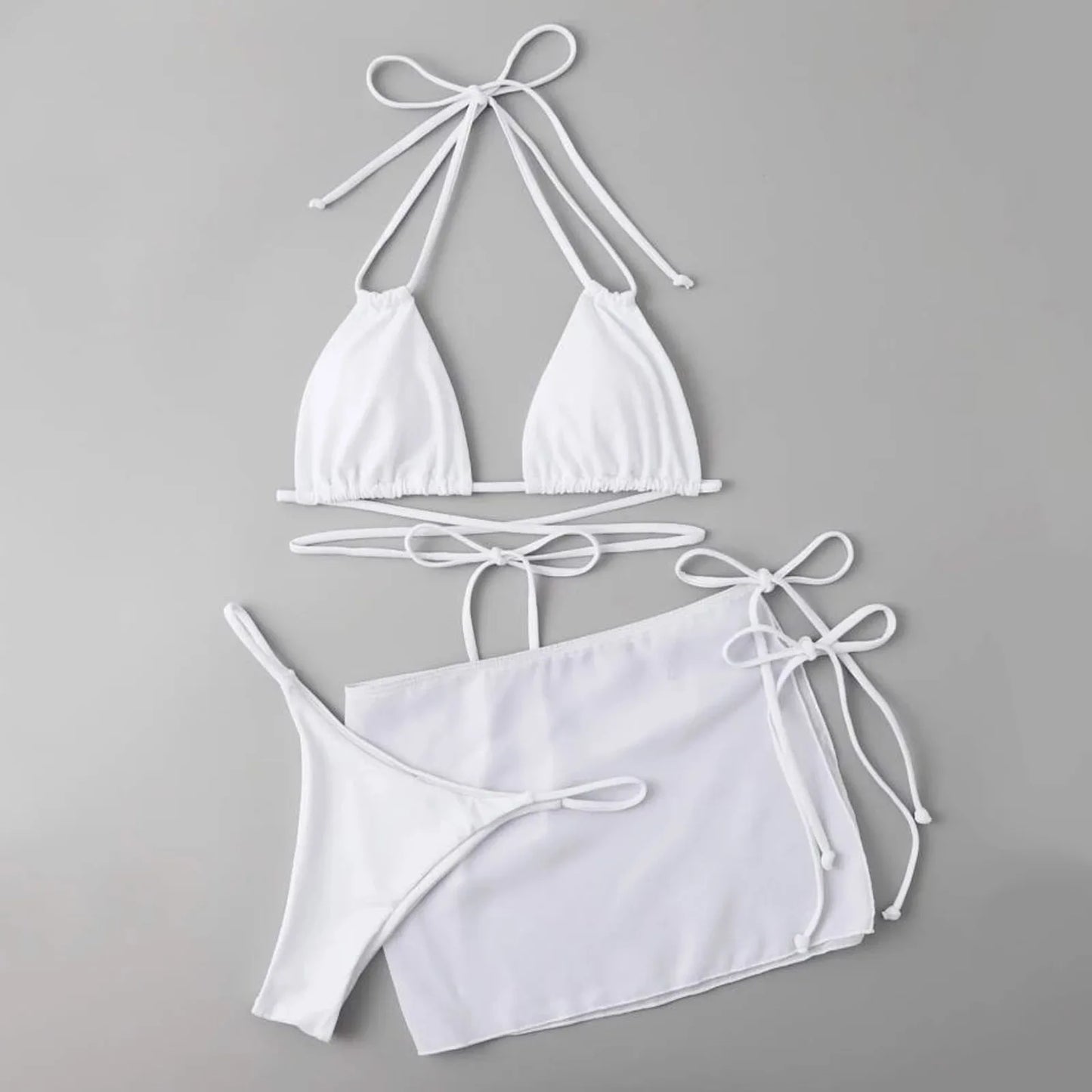 "Solid Color Women’s Bikini Set"
"Sexy Three-Piece Beach Bikini"
"Adjustable Strap Swimwear for Women"