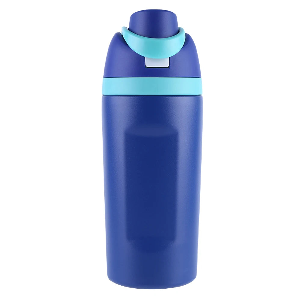"Close-up of the Owala water bottle with straw and carrying handle"