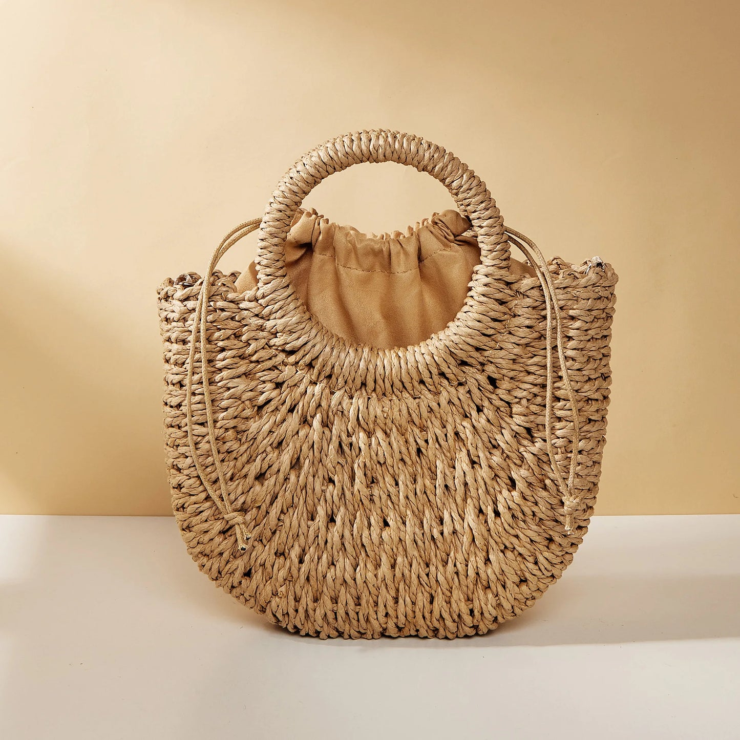Handwoven Straw Rattan Half-Moon Beach Handbag – Large Capacity Women’s Summer Crossbody & Shoulder Bag with Removable Strap, Hollow Out Design, Fashionable & Lightweight