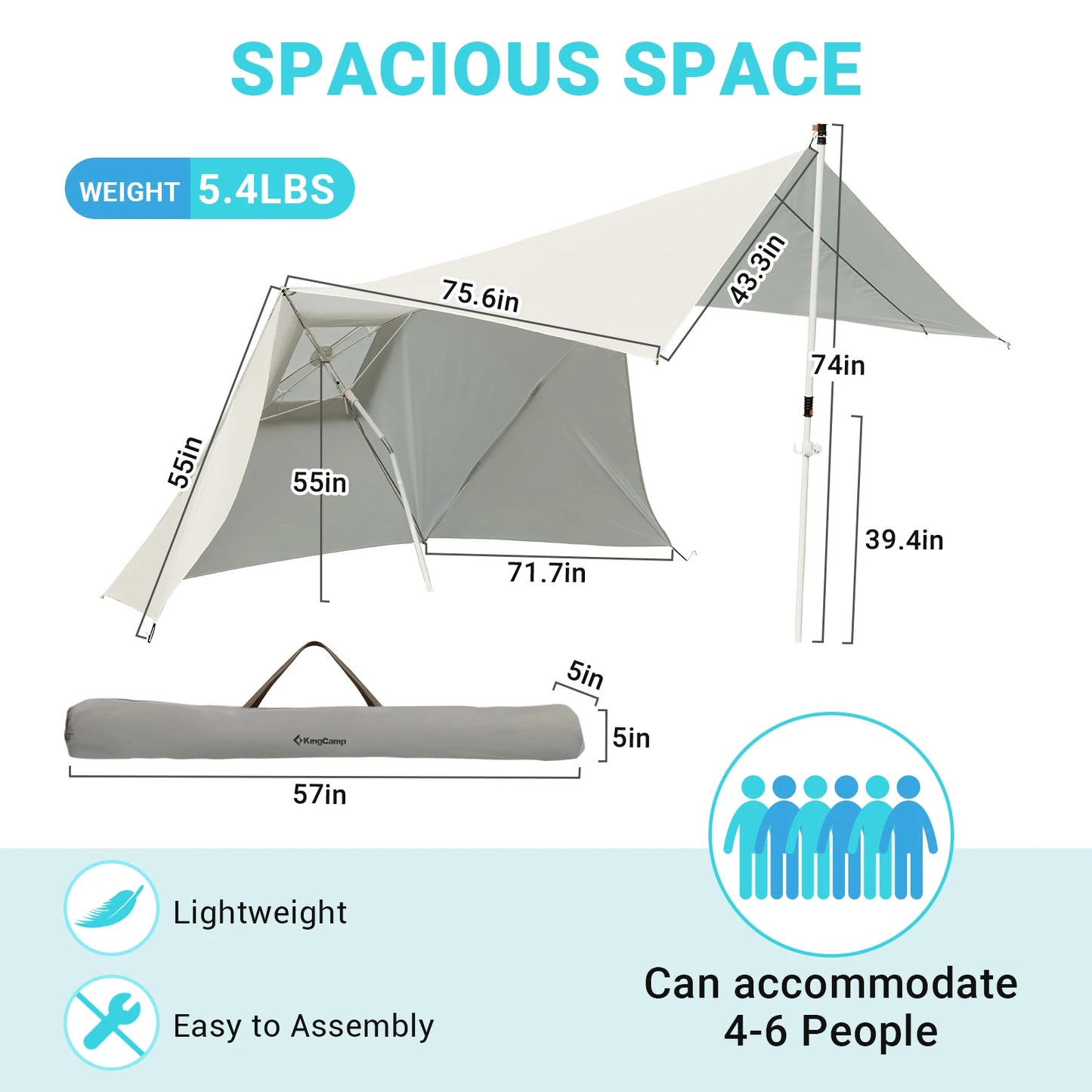 "KingCamp Beach Umbrella Tent providing shade on the beach"
"Portable sun shelter tent for camping and outdoor use"
"UV-protective KingCamp beach canopy tent setup on a fishing trip"