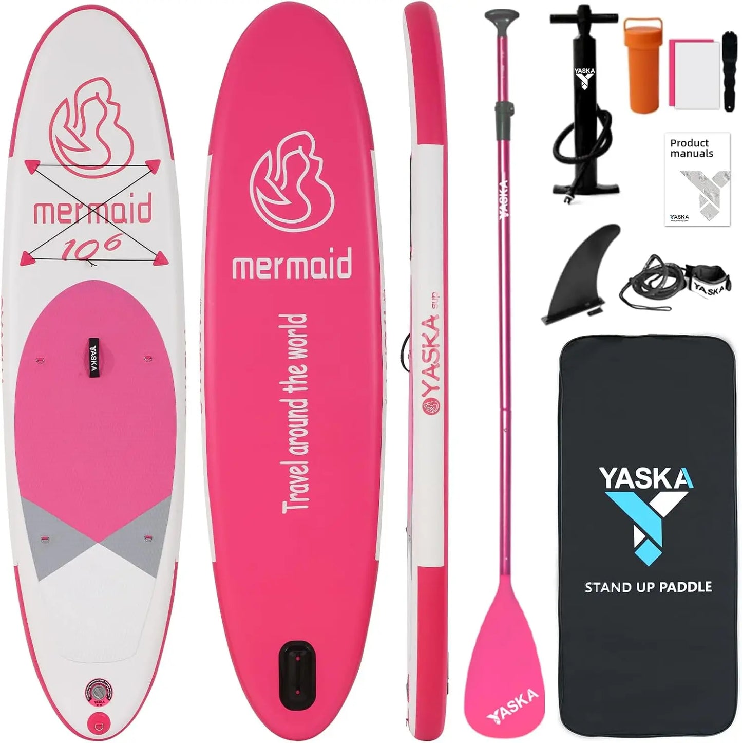 "Inflatable Paddle Board with Adjustable Paddle and Leash"
"Premium SUP board accessories: Hand Pump, Leash, Backpack"
"Stable inflatable paddle board for adults with premium accessories"