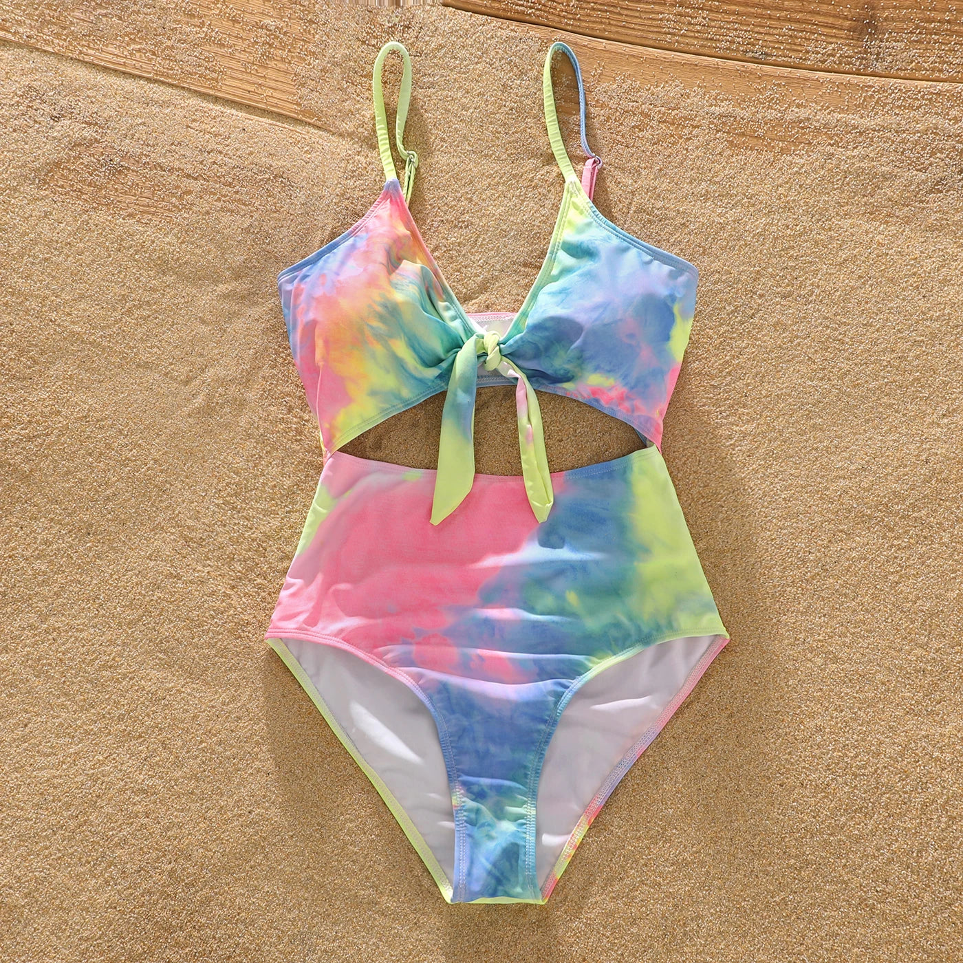 Family Matching Tie-Dye Swimsuits - V-Neck Self-Tie One-Piece for Women/Girls & Swim Trunks for Men/Boys – Casual Beachwear for the Whole Family