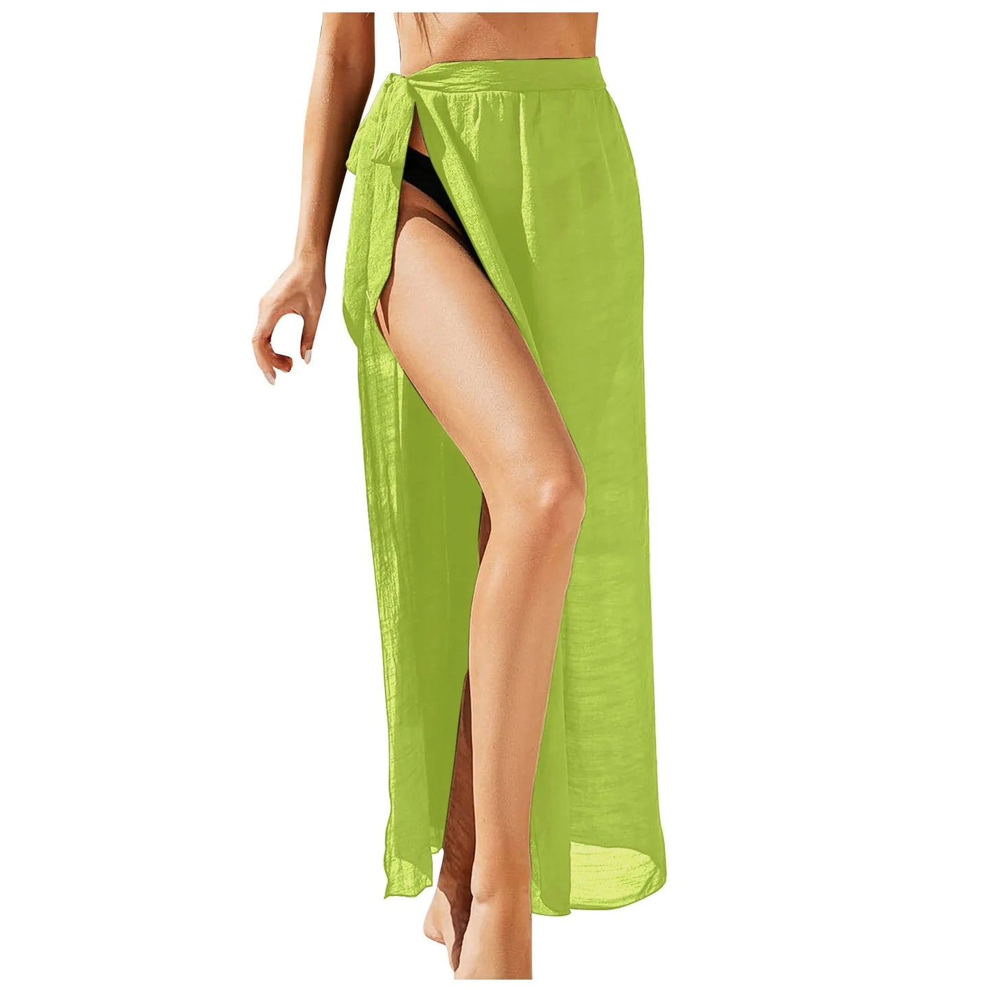 "Tie Knot Solid Color Beach Cover Up Skirt"
"Women’s High Waist Sarong Skirt for Swimwear"
"Breathable Mesh Beach Cover Up"