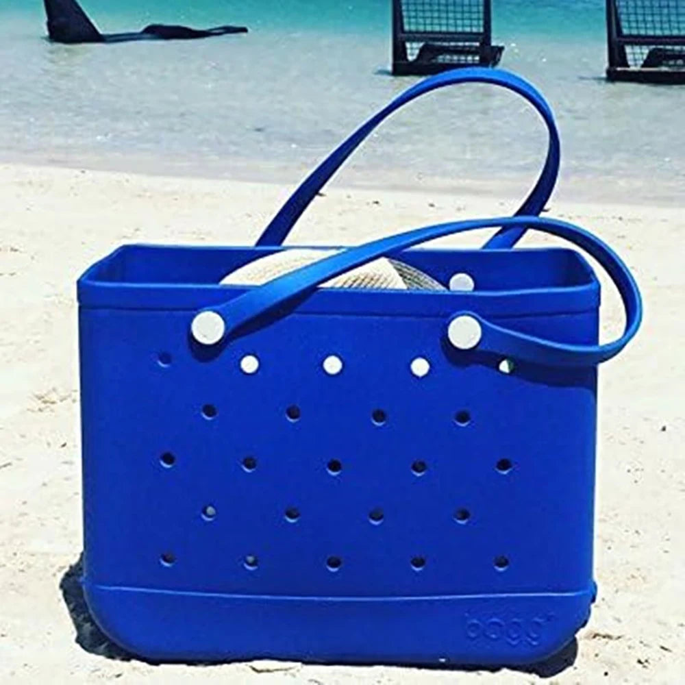 Durable Waterproof EVA Beach Bag with Solid Color & Fashion Hole Design – Portable Handbag for Swimming, Sports, Shopping & Outdoor Activities
