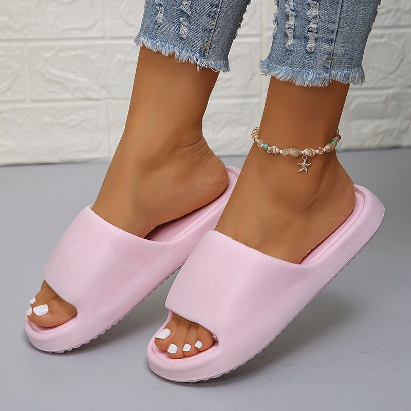 Soft Sole EVA Slippers for Women – Lightweight Non-Slip Home Slippers with Thick Platform Flip Flops
