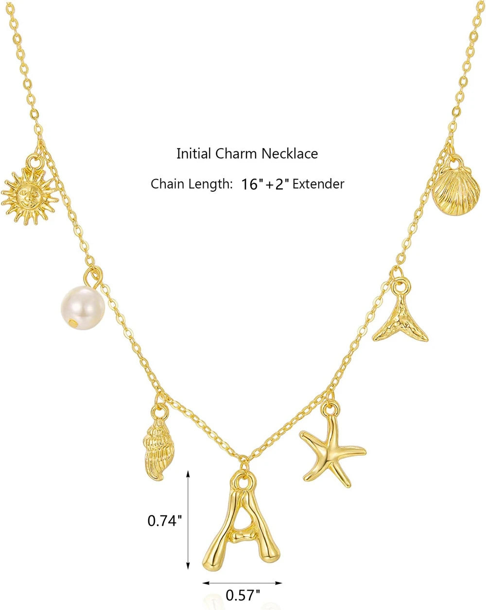 "Personalized Initial Surfer Girl Necklace with Starfish and Pearl Pendant"
"Bohemian Beach Necklace Gift for Women with Initial Pendant"
"Surfer Girl Initial Letter Necklace with Seashell and Starfish"
"Beach Jewelry for Women – Customizable Initial Necklace"