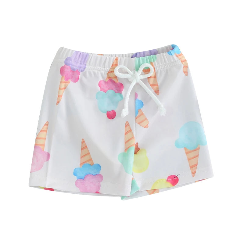 Lioraitiin Toddler Baby Boys Swim Shorts Fashion Print Elastic Waist Shorts Kids Boy Hawaiian Beach Board Shorts Swimwear