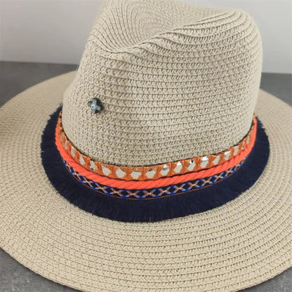 Boho Sun Hat - Flower Straw Hat for Summer | Wide Brim Beach Hat for Vacation & Sun Protection