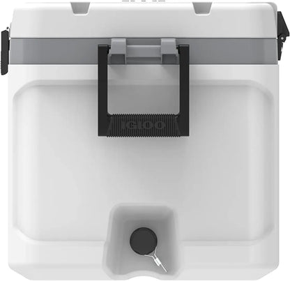 "Igloo Marine Ultra Cooler with hybrid latch and oversized wheels"
"Leak-proof Igloo cooler with removable fishing rod holders"
"5-day ice retention cooler with fishing ruler on lid"